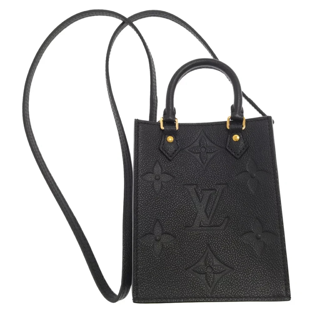 Louis Vuitton Monogram Implant Petite Sac Plat Shoulder Bag Black