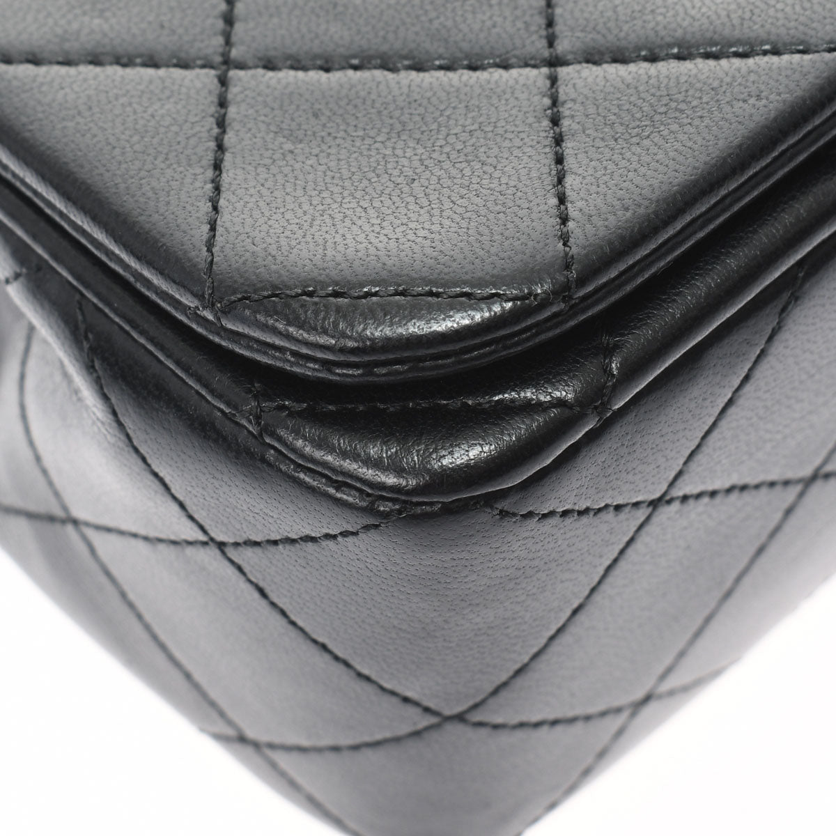 Chanel Matelasse Full Flap Push Lock Chain Shoulder Black Gold Hardware Lambskin Shoulder Bag