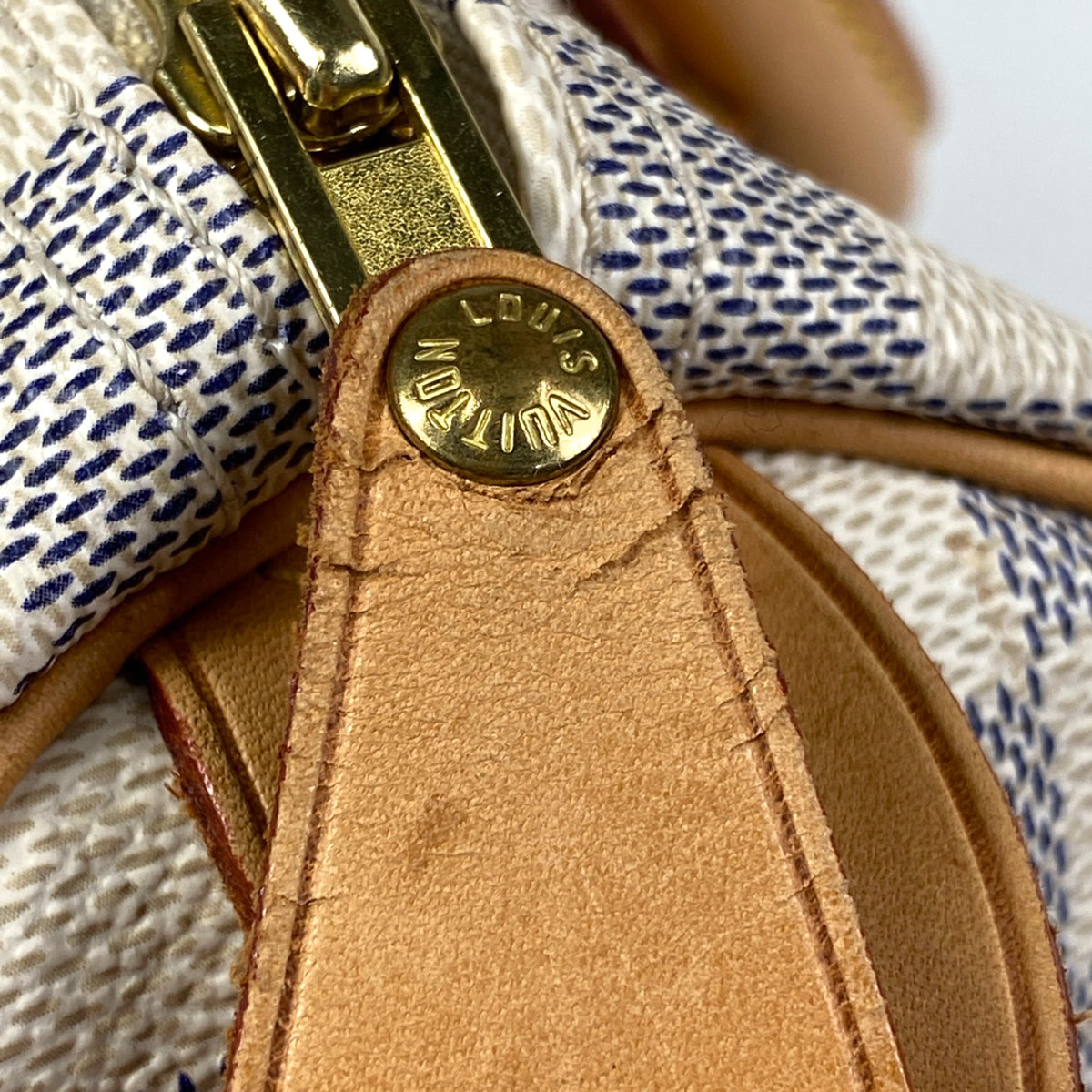 Louis Vuitton Speedy 25 Handbag Damier Azur White