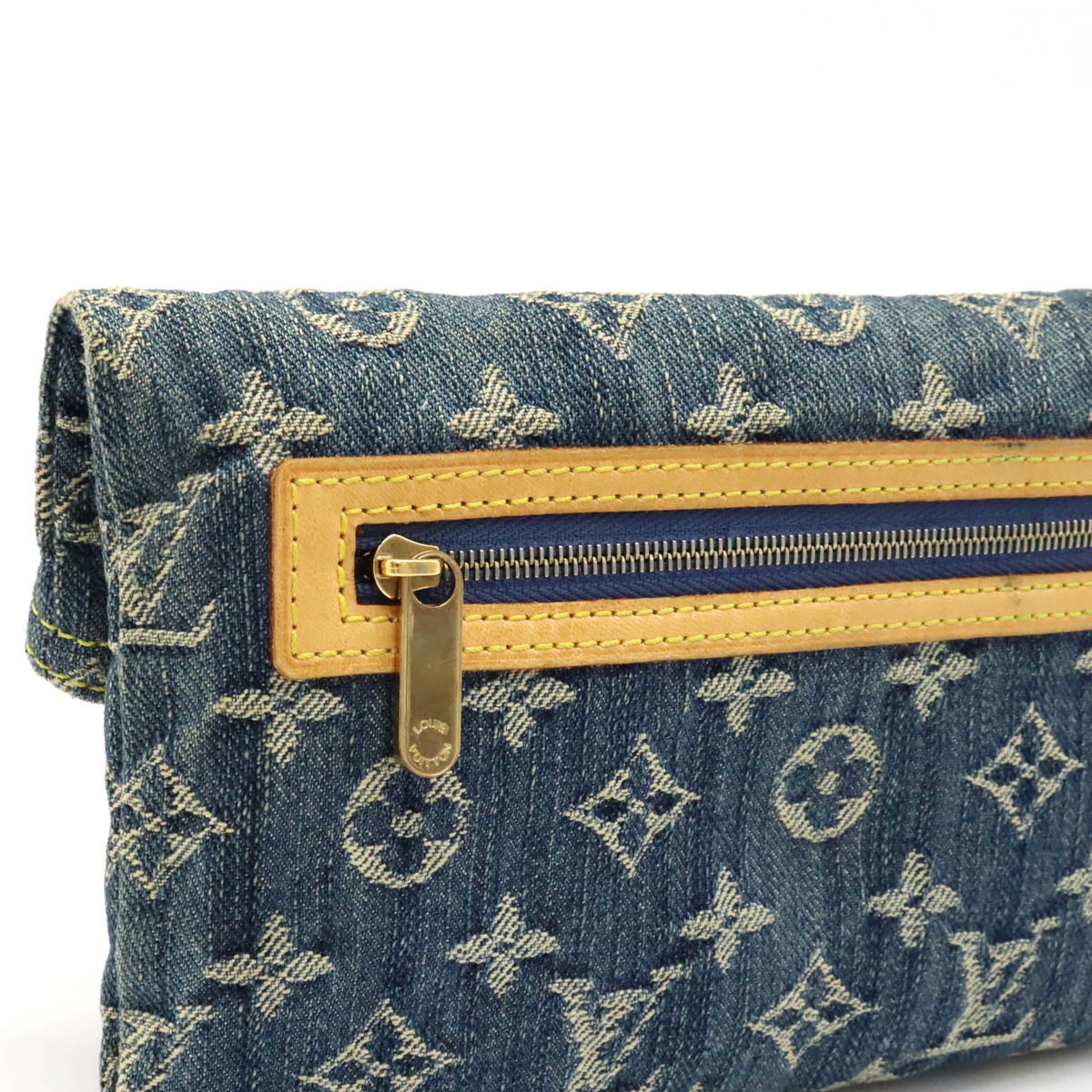 Louis Vuitton Monogram Denim Pochette Plat Clutch Bag
