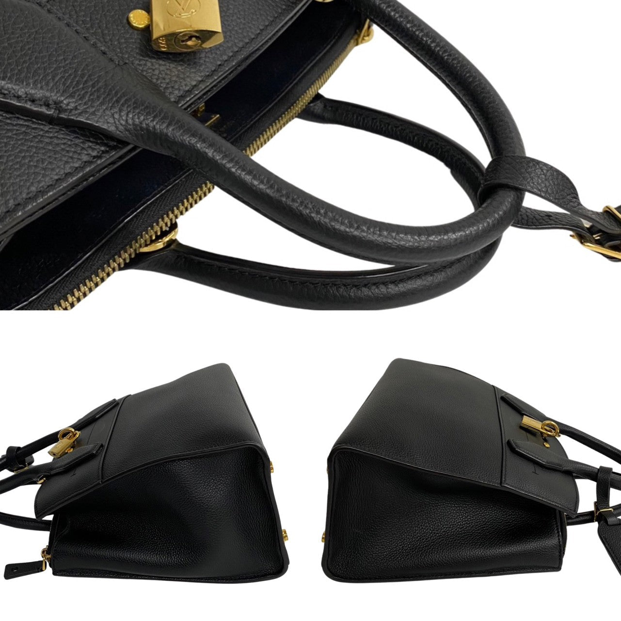 Louis Vuitton Leather Genuine PM Leather Handbag Black