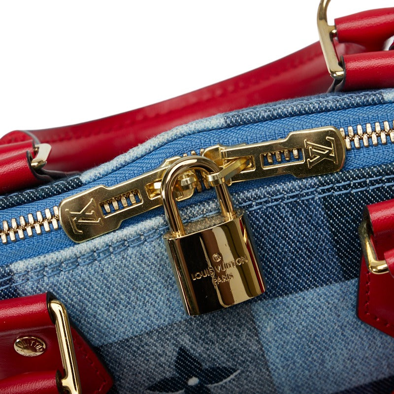 Louis Vuitton Monogram Denim Alma BB Shoulder Bag Blue Red