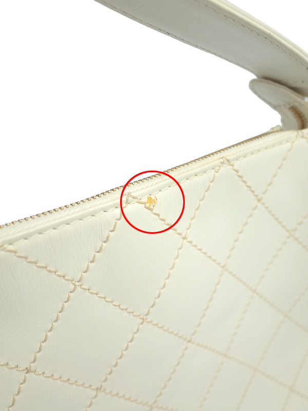 Chanel White Leather Wild Stitch Semi-Shoulder Bag