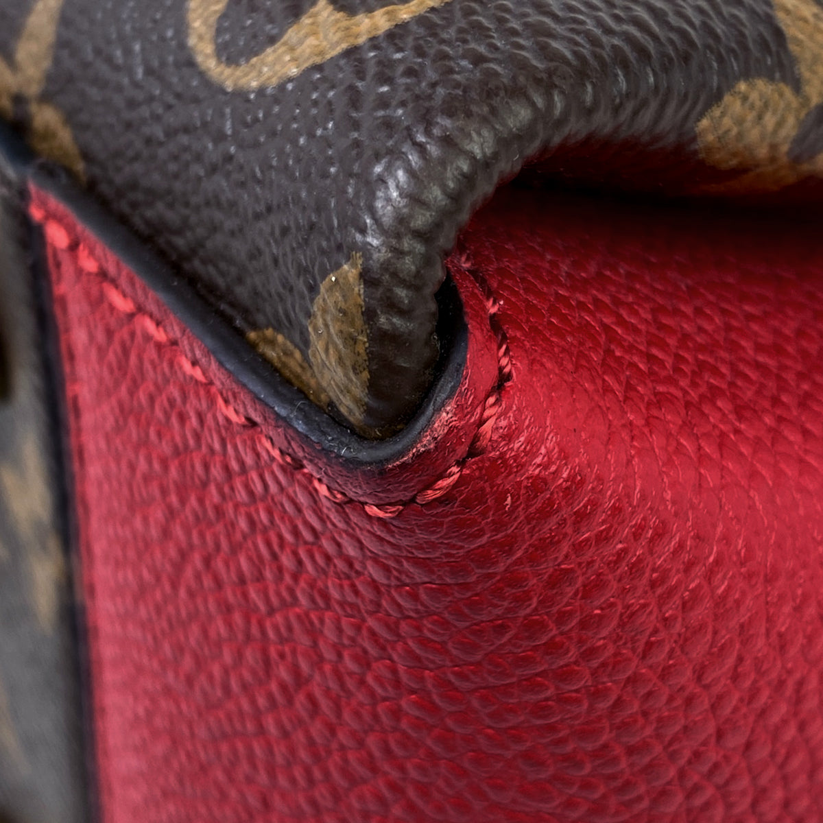 Louis Vuitton Soufflot NV BB 2 Way Shoulder Bag Handbag Monogram Brown Suise Red