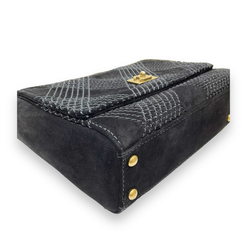 Chanel Stitch Shoulder Bag Matte Gold Hardware Black