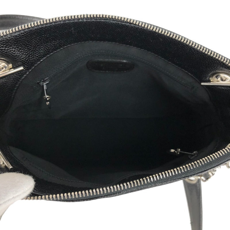 Chanel Chain Shoulder Bag Silver Hardware Black