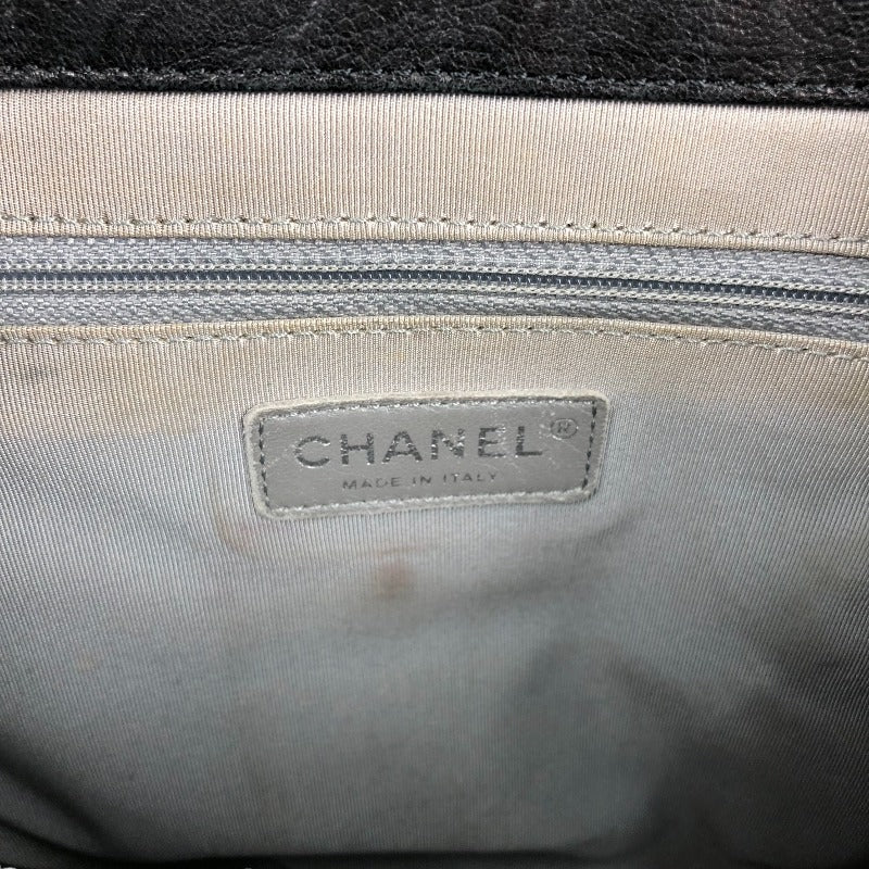 Chanel Chain Shoulder Bag Silver Hardware Black