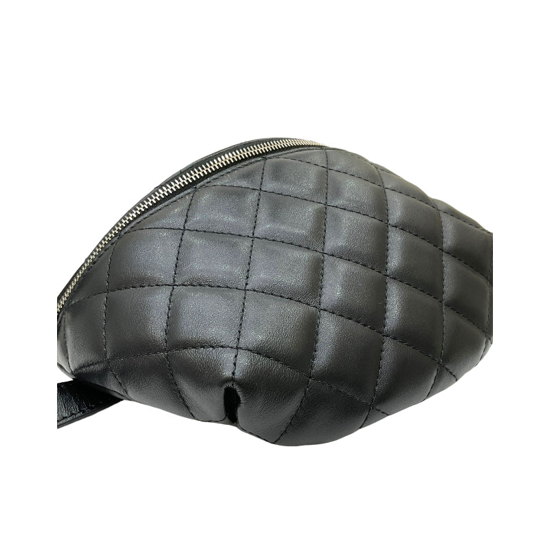 Chanel Waist Bag Silver Hardware Body Bag Black