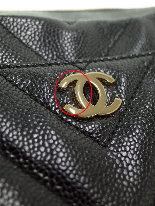 Chanel V Stitch Chain Shoulder Bag Black