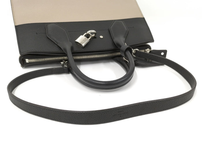 Louis Vuitton City Steamer MM Taurillon Leather Black Greige 2way Handbag