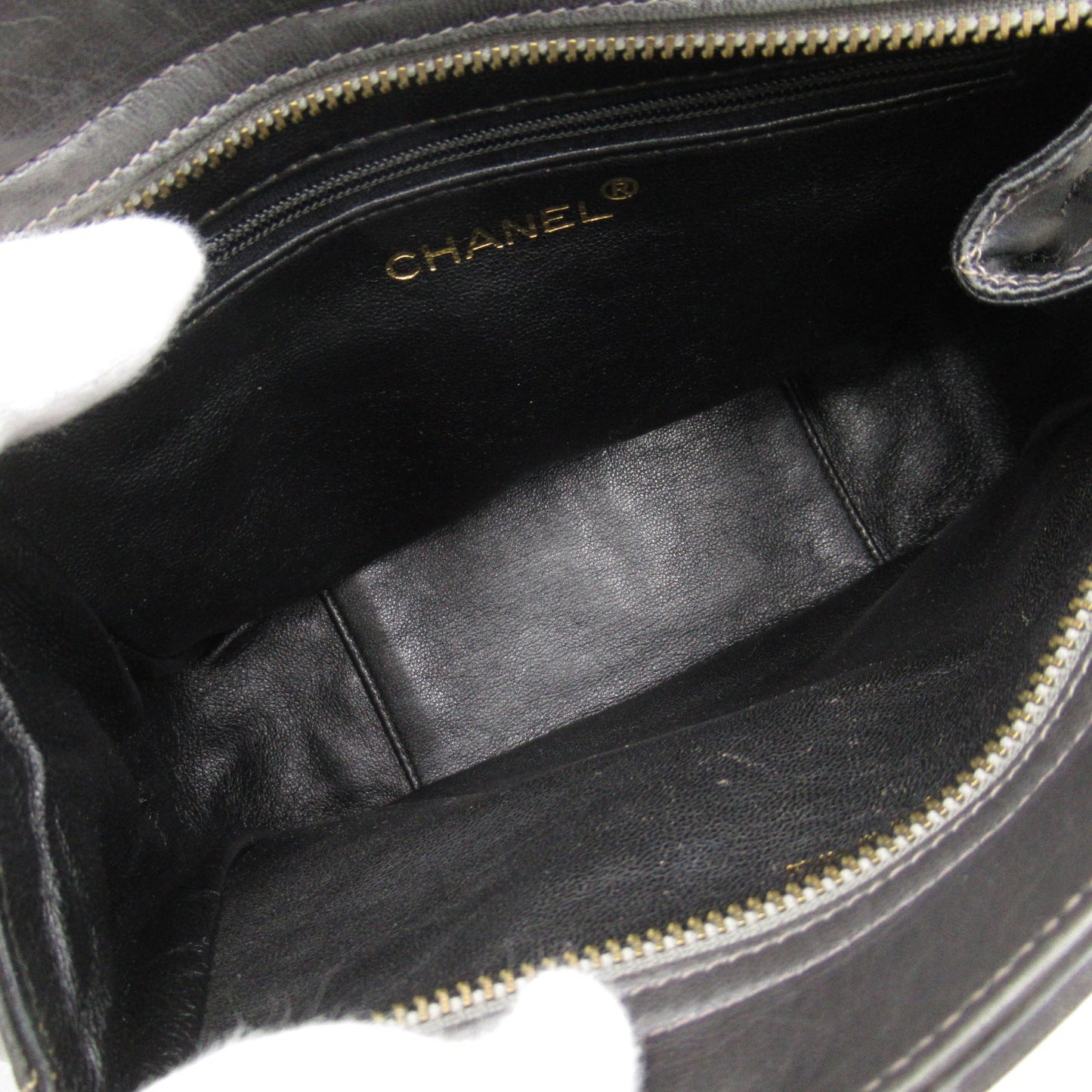 Chanel Chain Shoulder Bag Satin Gray