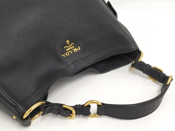 Prada Shoulder Bag Leather Black