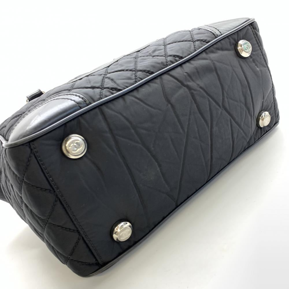Chanel Tote Bag Cocomark Nylon Leather Quilting Black