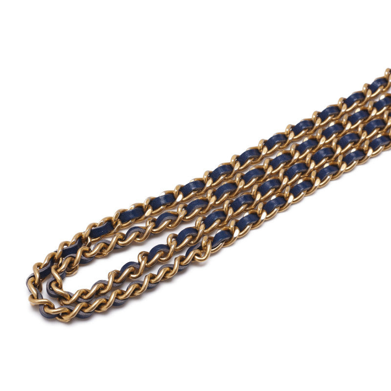 Chanel Matelasse Chain Wallet Lambskin Gold Hardware Shoulder Bag Navy
