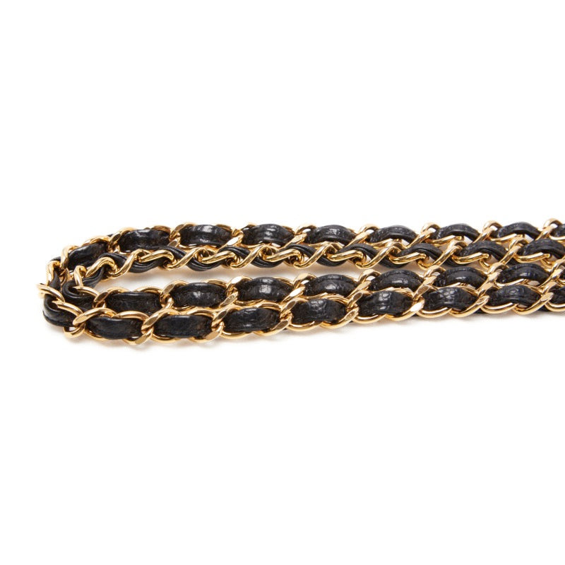 Chanel Matelasse Coco Mark Double Chain Shoulder Caviar Skin Black
