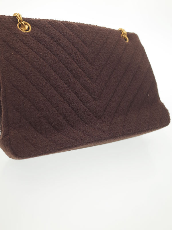 Chanel V Stitch Chain Shoulder Bag Brown