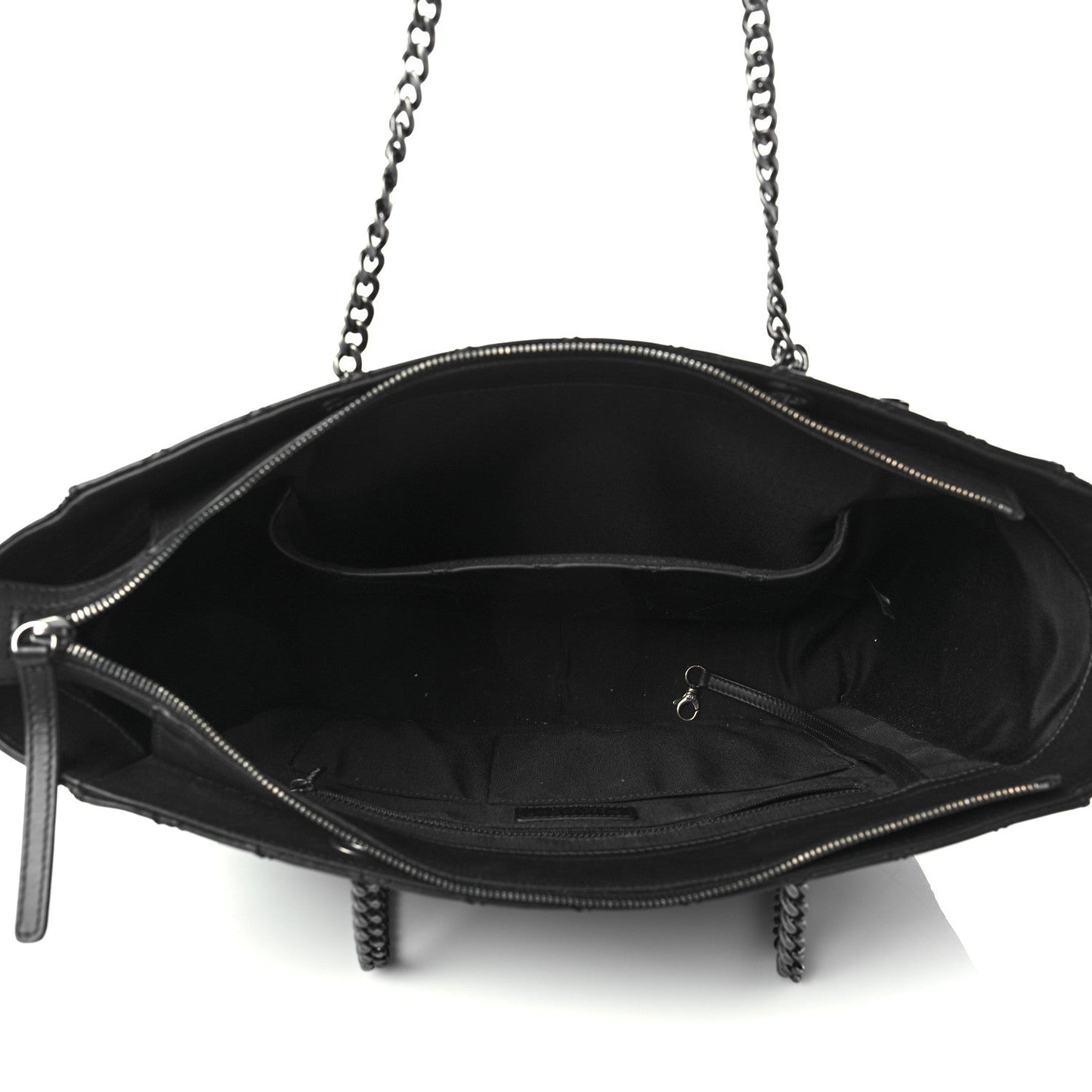 Lambskin Stitched Shopping Tote Black
