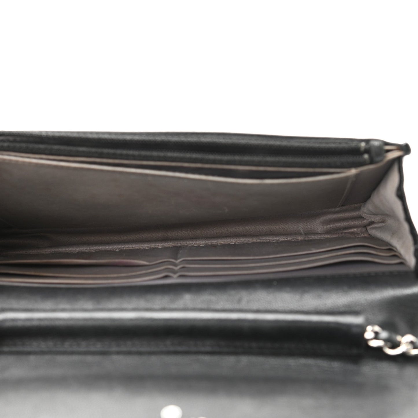 Lambskin Camellia Embossed Wallet on Chain WOC Black