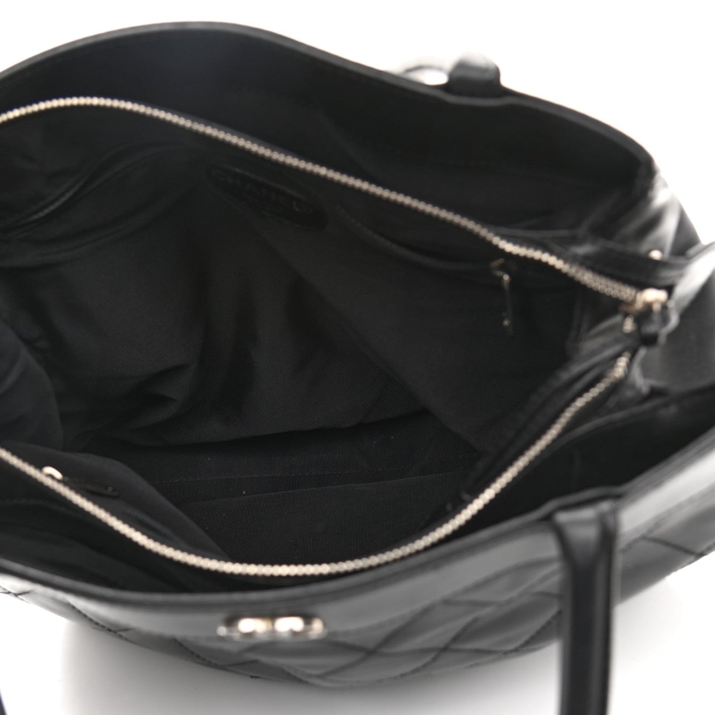 Lambskin Quilted Shopping Tote Black