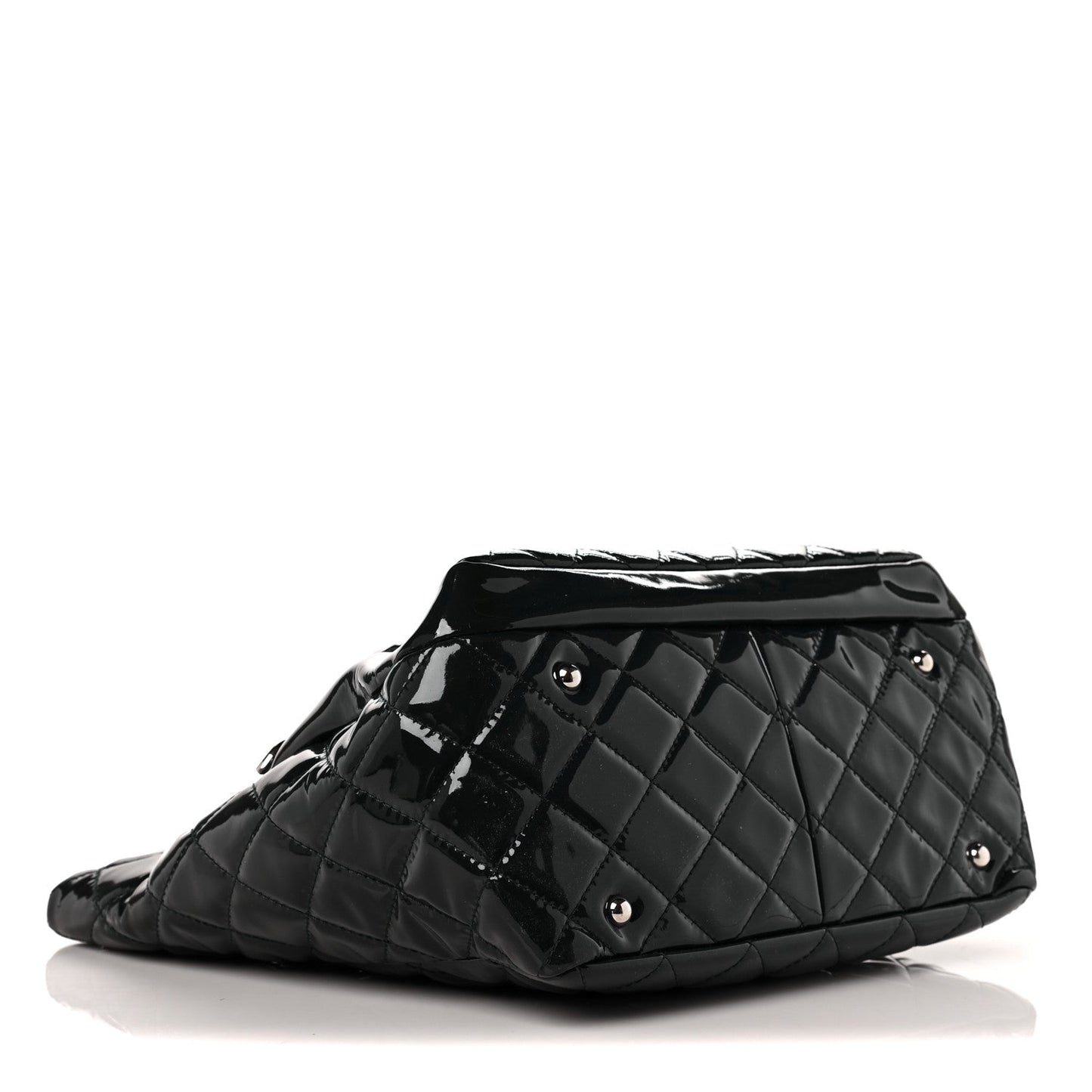 Patent Quilted Chic and Glitter Large Tote Black