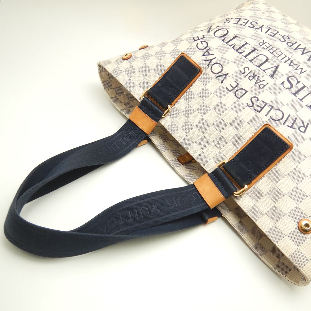 Louis Vuitton Damier Azur Plan Soleil Hippo PM Tote Bag