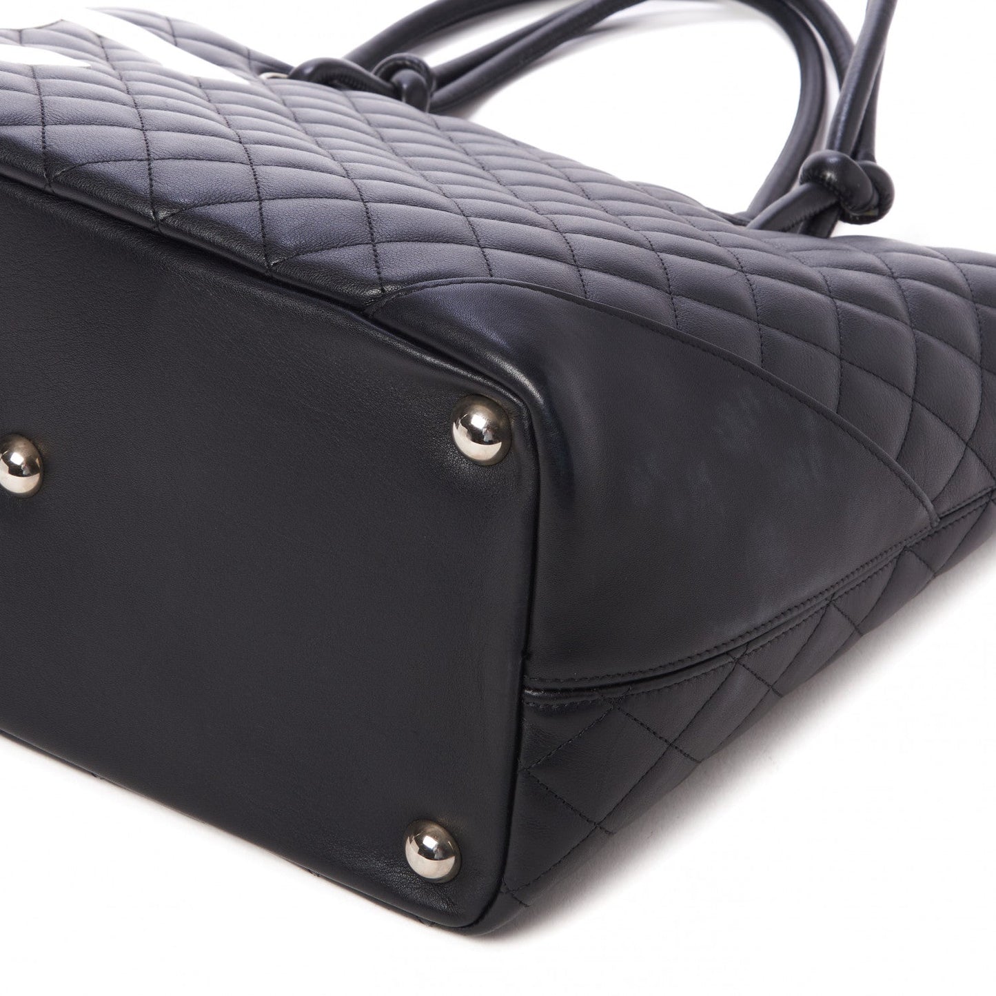 Calfskin Quilted Large Cambon Tote Black White