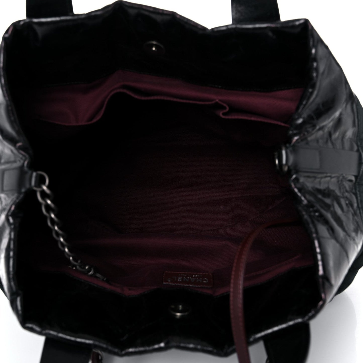 Iridescent Calfskin Quilted Large In The Mix Tote Black