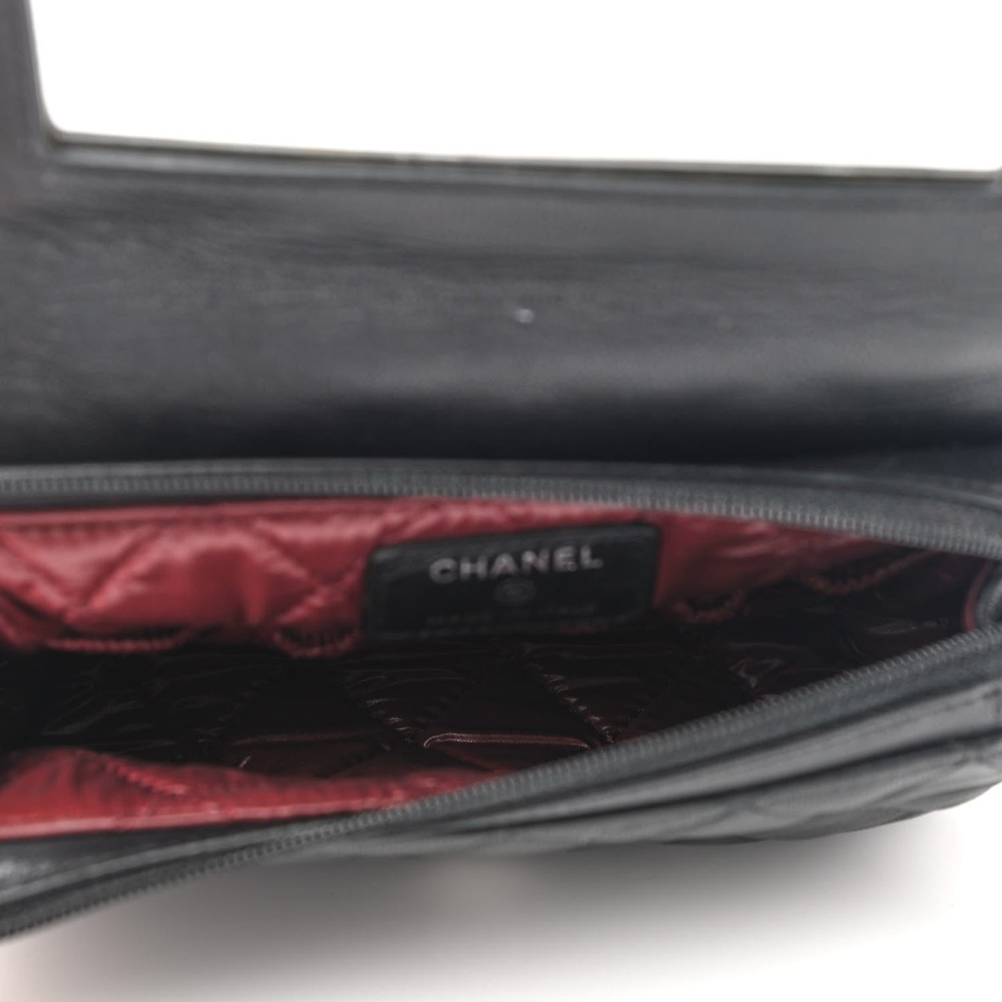 Lambskin Quilted Flap Cosmetic Case Black