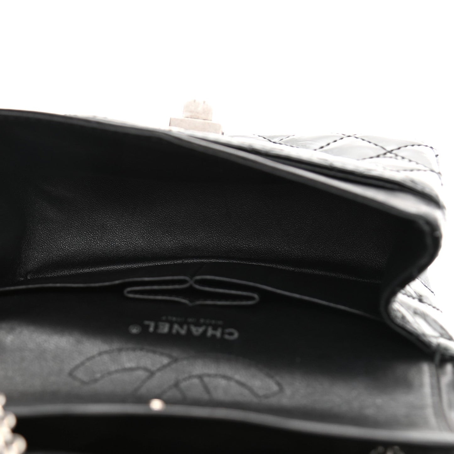 Chanel Crinkled Patent Quilted 2.55 Reissue Mini Flap Black