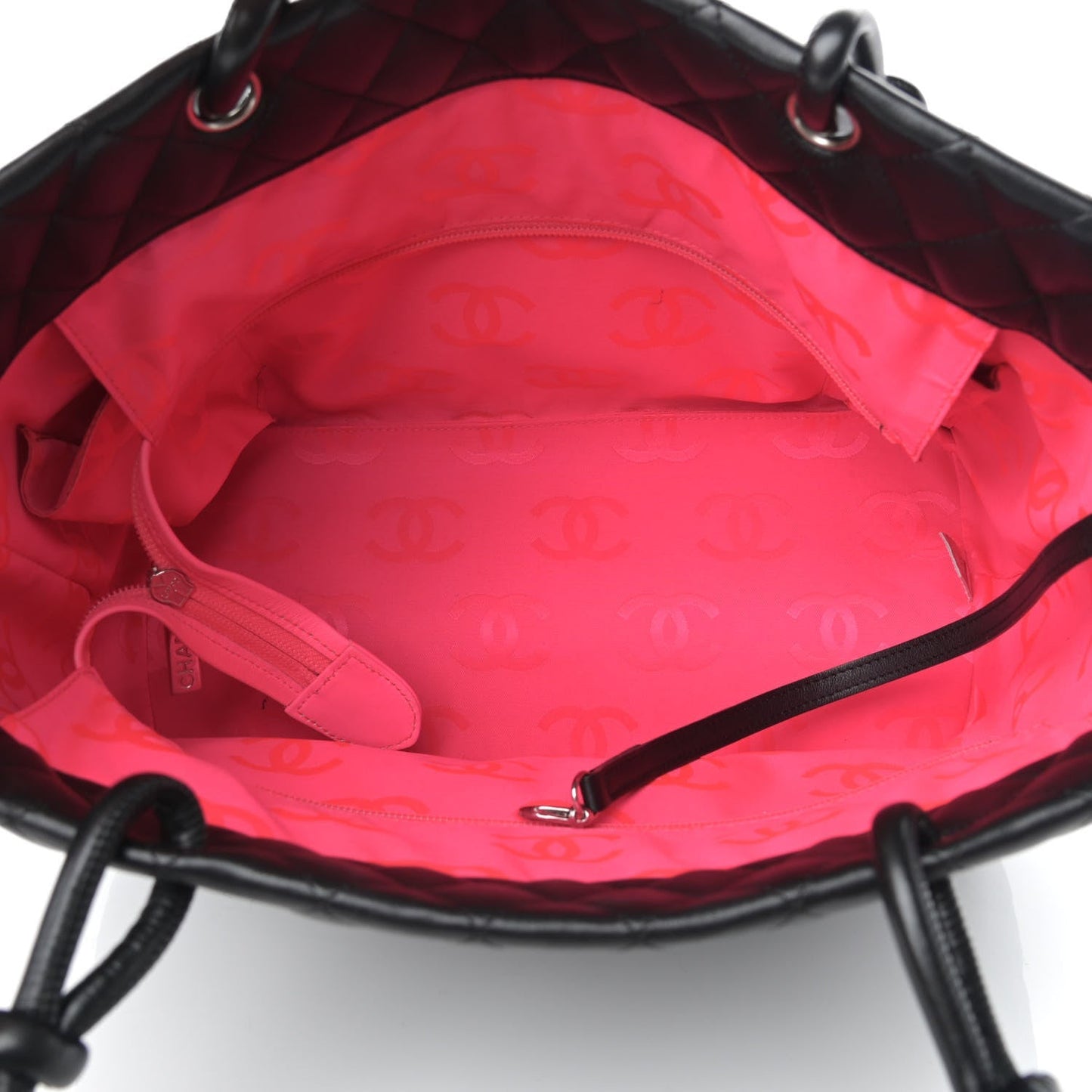 Calfskin Quilted Large Cambon Tote Black
