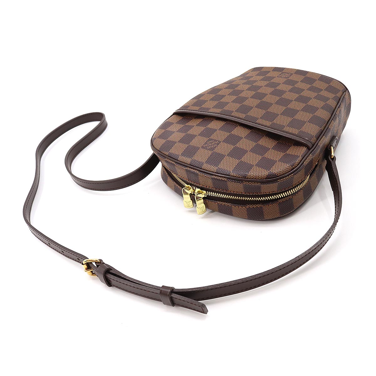 Louis Vuitton Damier Ipanema PM Shoulder Bag Ebene Brown Gold Hardware