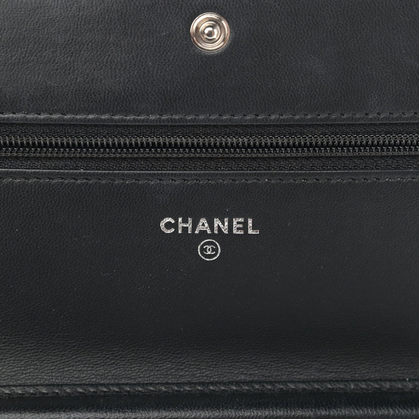 Chanel Lambskin Quilted Boy Wallet On Chain WOC Black