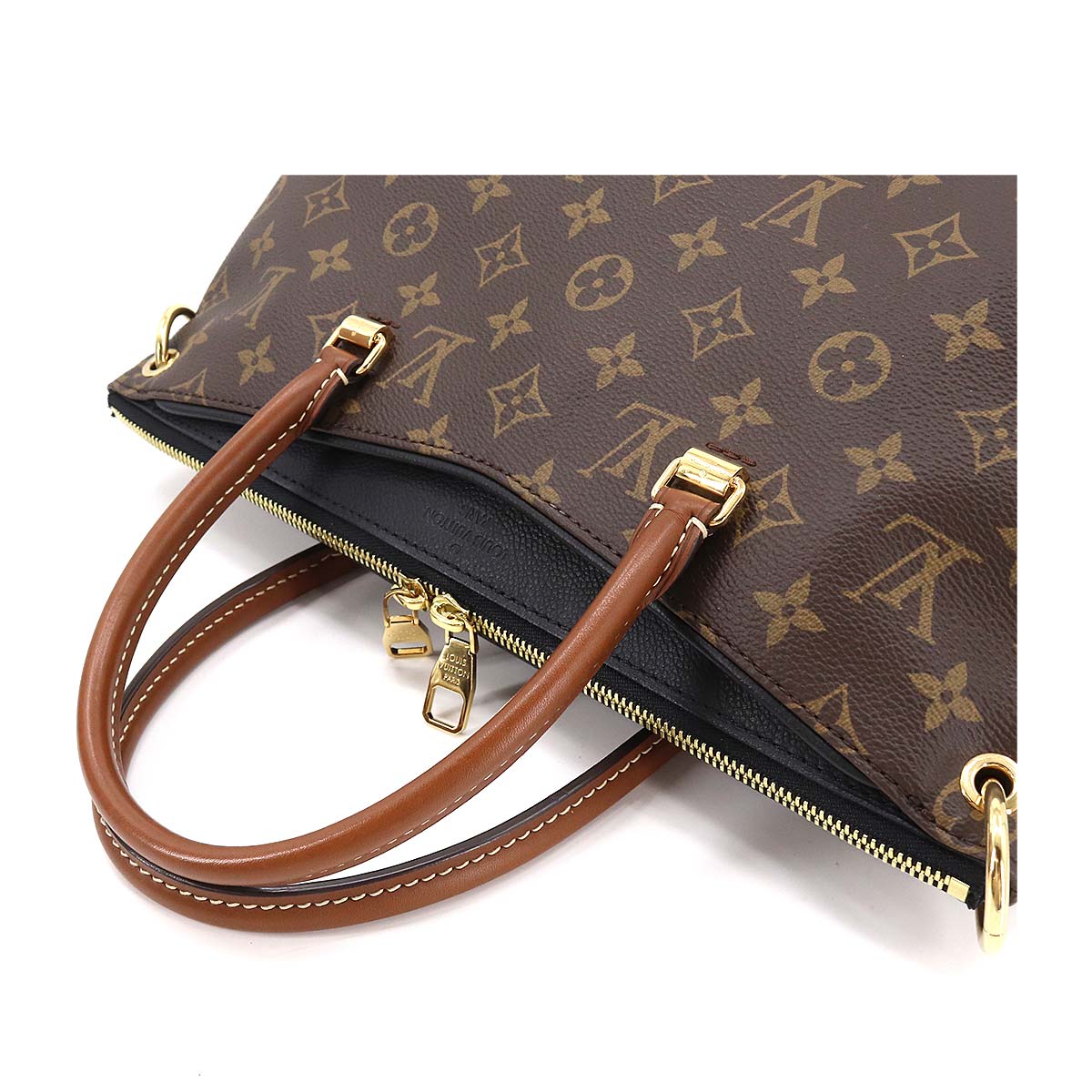 Louis Vuitton Monogram Pallas Shoulder Bag Leather Noir Brown