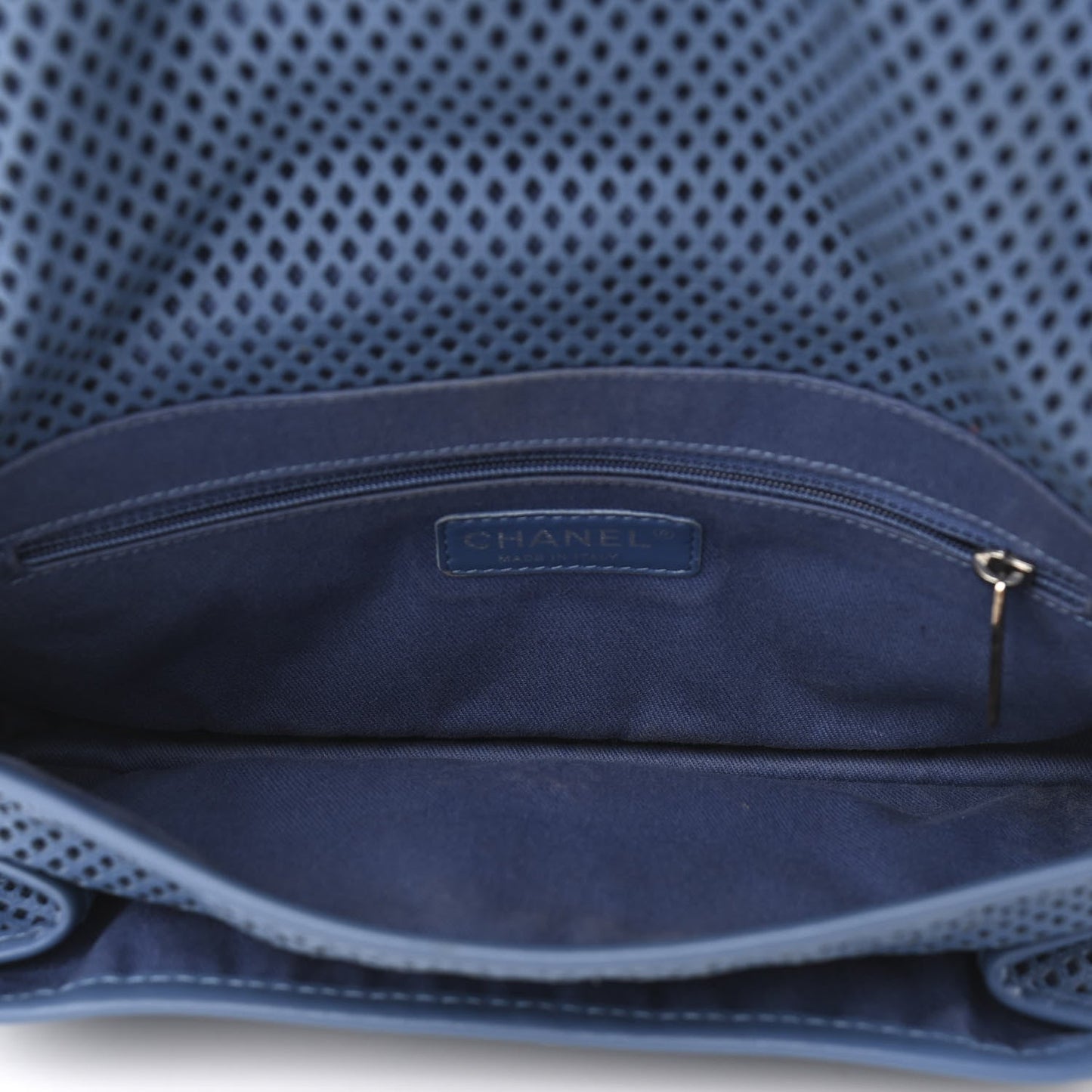 Perforated Calfskin Large Up In The Air Flap Blue