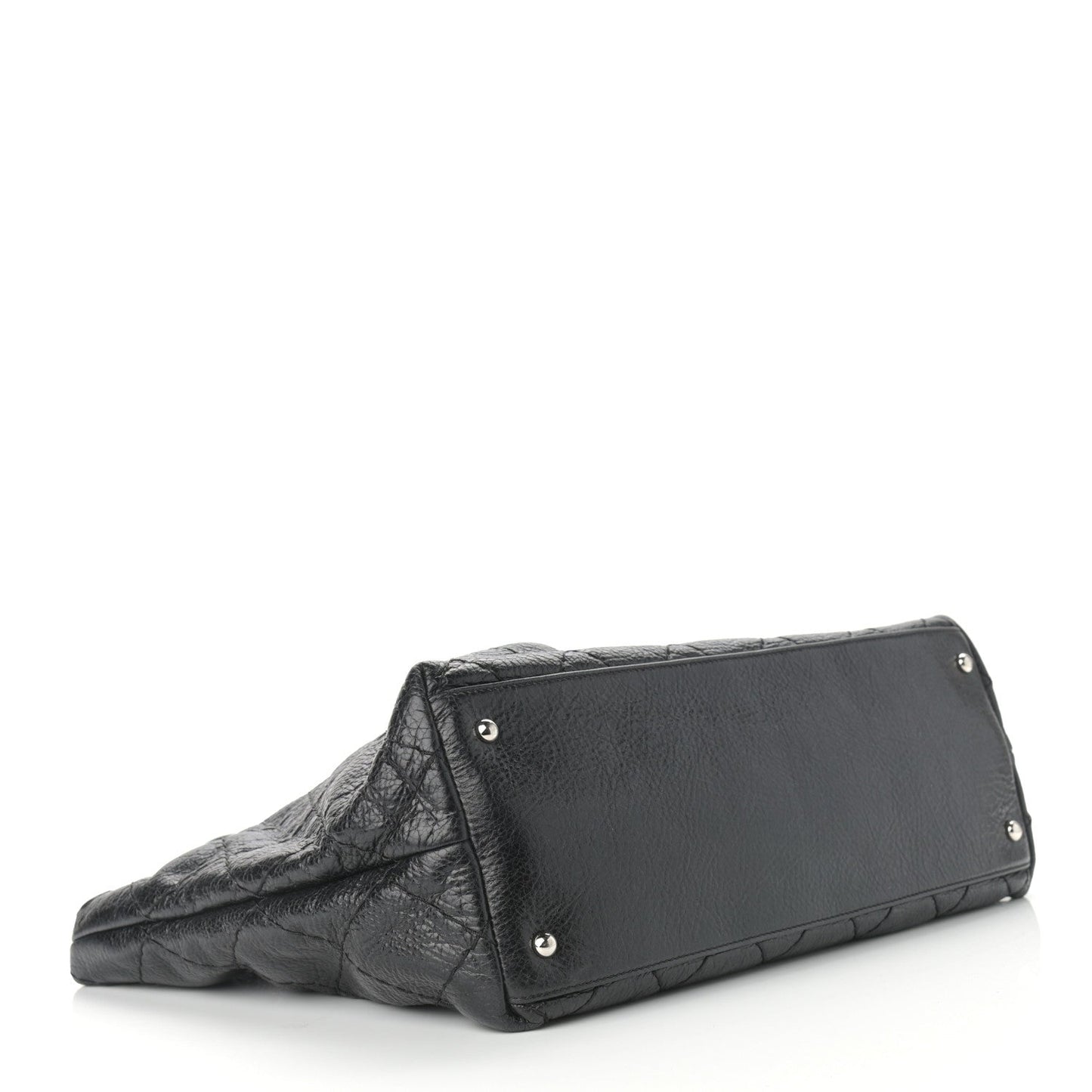 Glazed Calfskin Large On The Road Tote Black