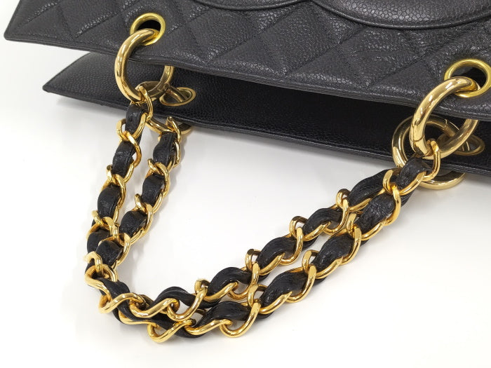 Chanel Chain Gst Tote Bag Matelasse Caviar Skin Black