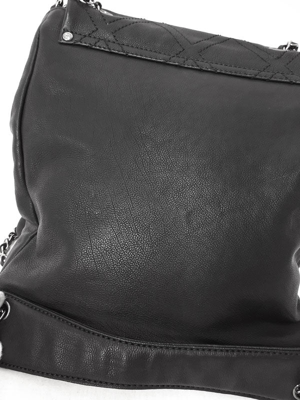 Chanel Diamond Stitch Double Chain Shoulder Bag Black