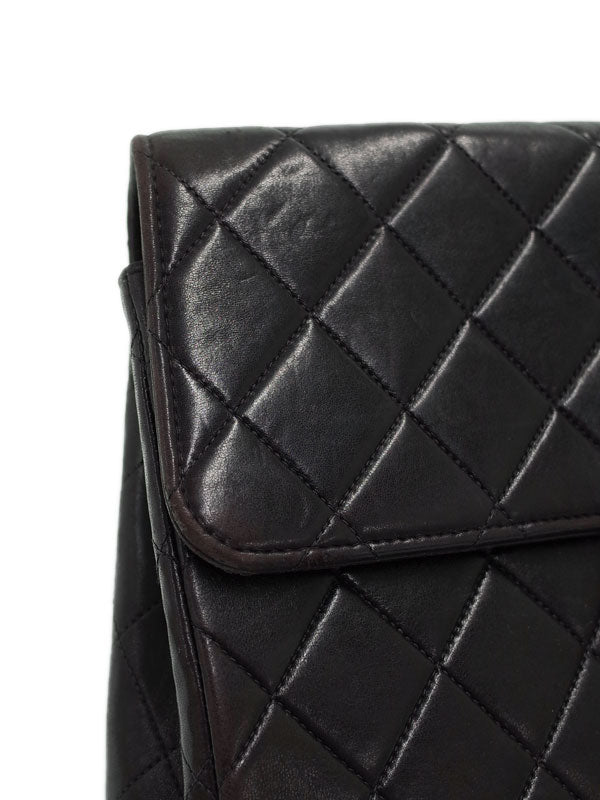 Chanel Deca Matelasse Chain Shoulder Bag Black