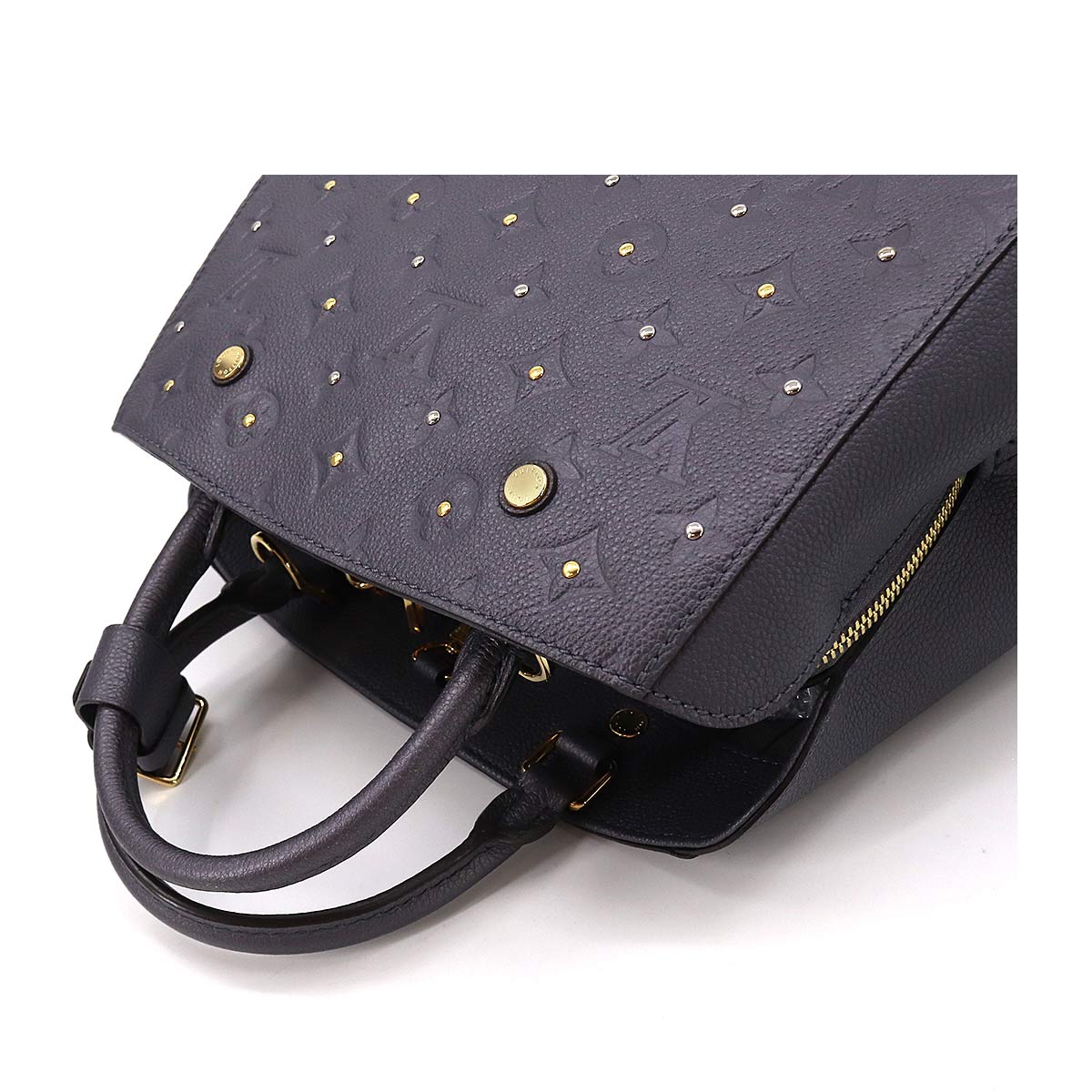 Louis Vuitton Emplant Montaigne BB Shoulder Bag Leather Silver Studs Black