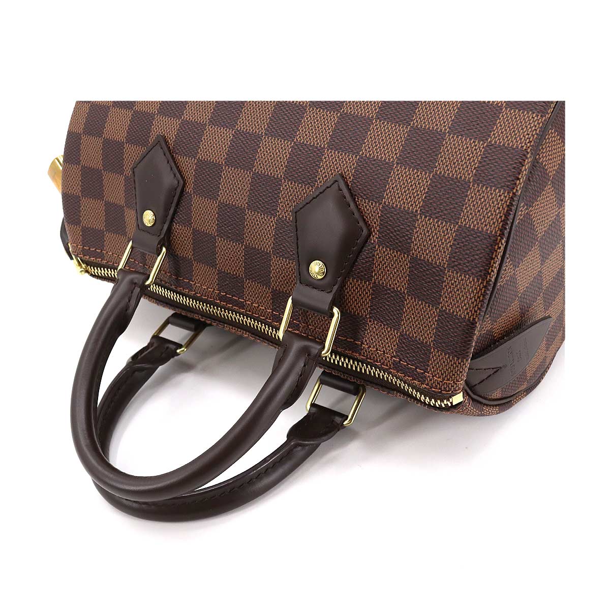 Louis Vuitton Damier Speedy 25 Hand Bag Ebene Brown Gold Hardware