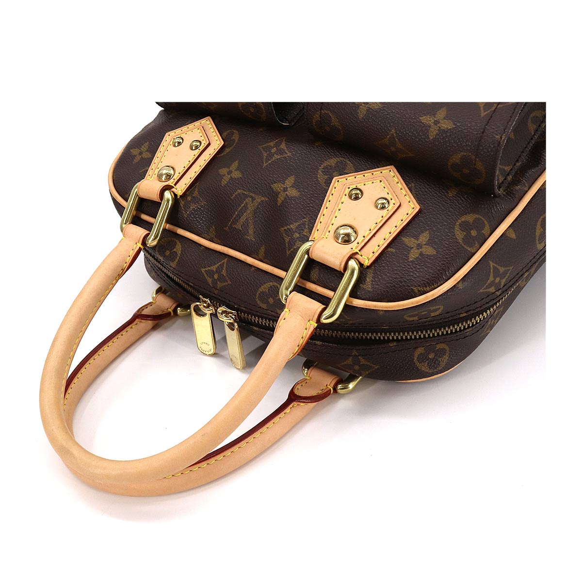 Louis Vuitton Monogram Manhattan PM Hand Bag Brown Gold Hardware