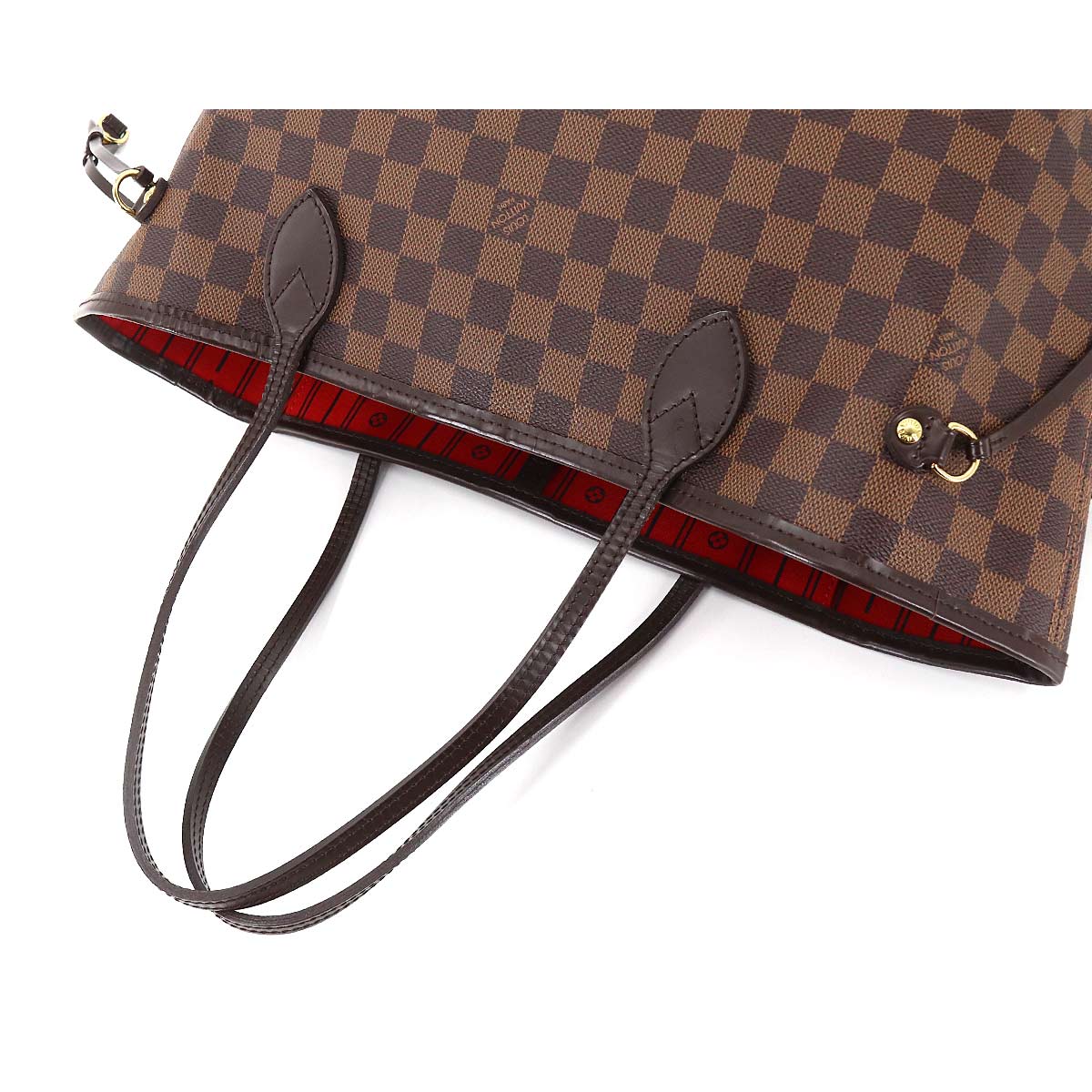 Louis Vuitton Damier Neverfull MM Tote Bag Ebene Cerise Brown Gold