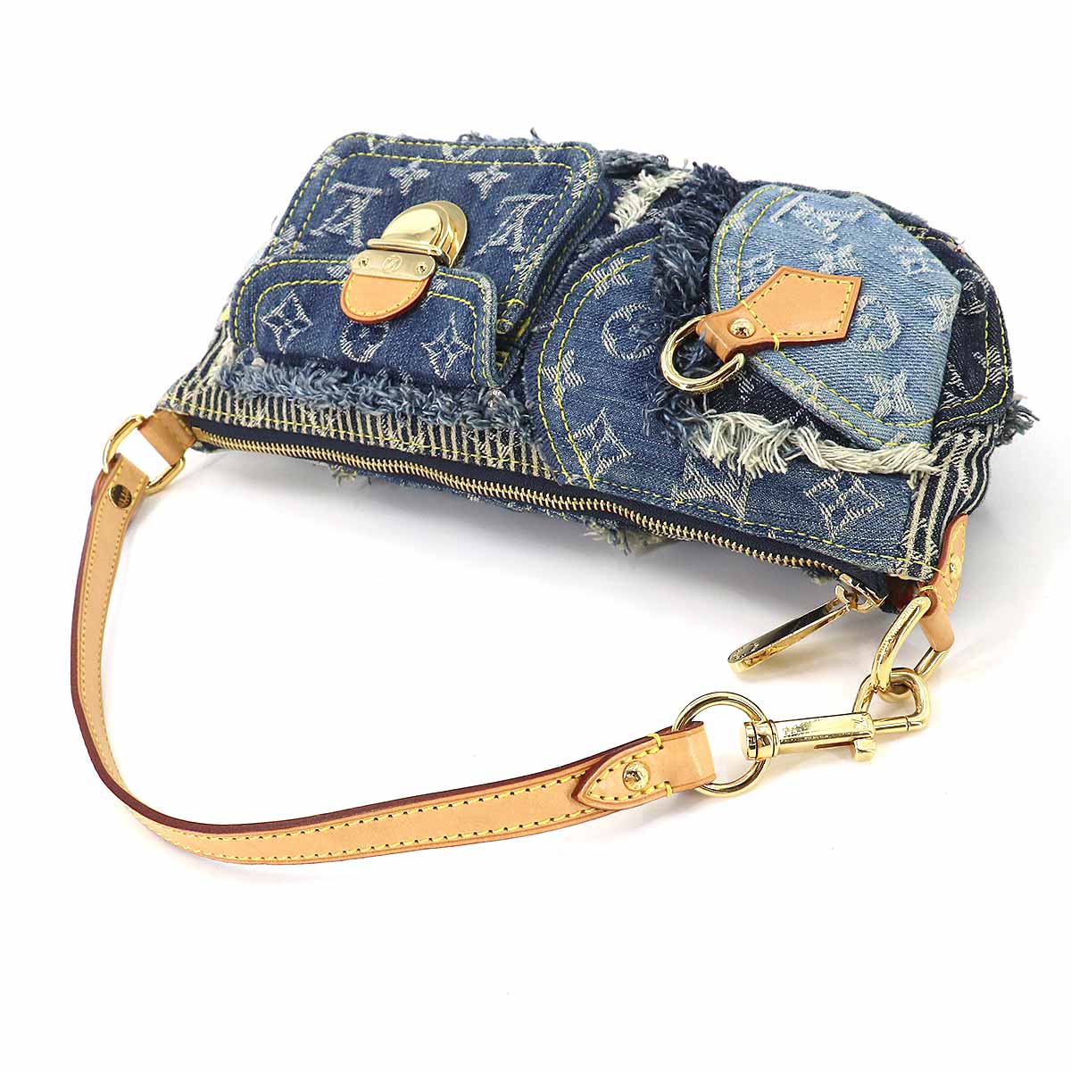 Louis Vuitton Monogram Denim Patchwork Pouchy Shoulder Bag Blue