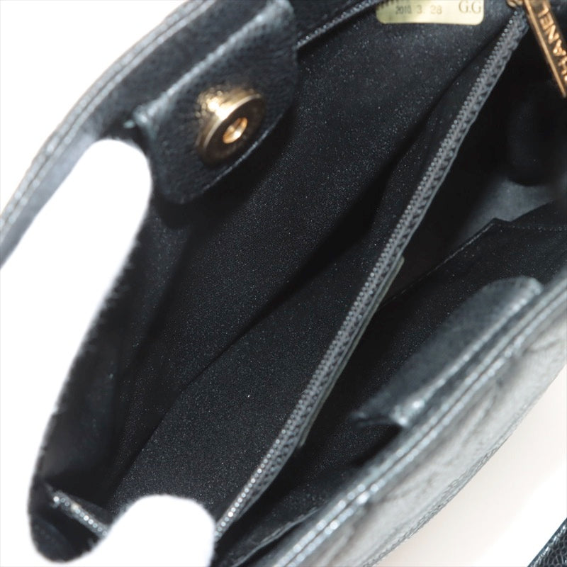 Chanel Matelasse Coco Mark Double Chain Caviar Skin Black