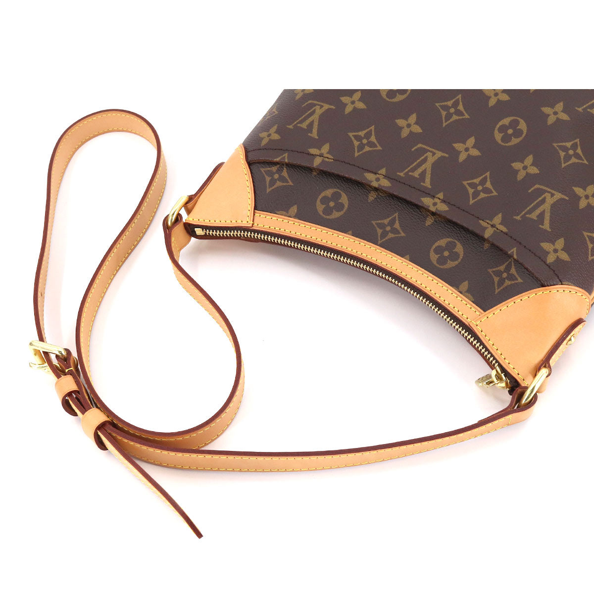 Louis Vuitton Monogram Odeon PM Shoulder Bag Brown Gold Metal Fittings
