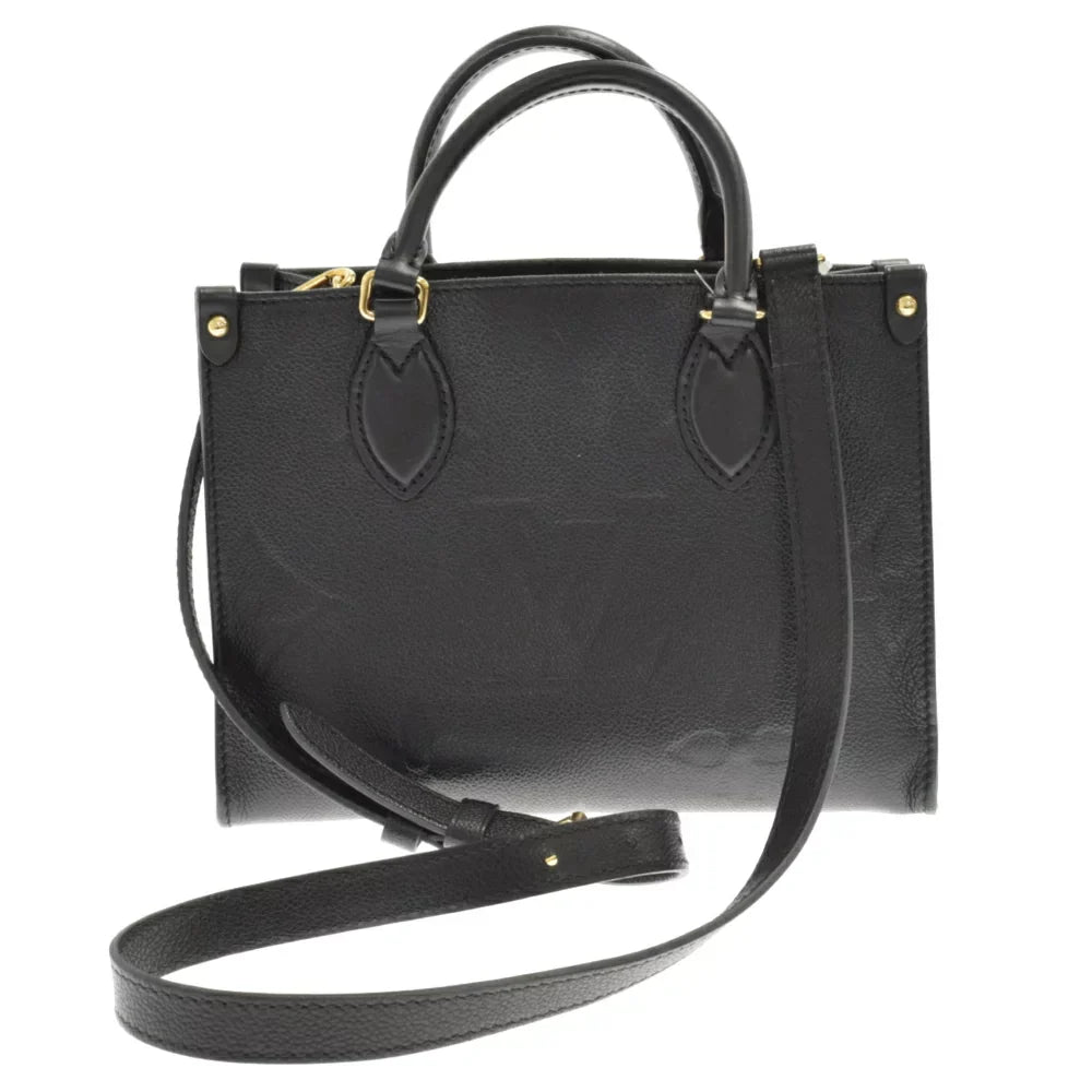 Louis Vuitton On The Go PM Shoulder Bag Implant Leather Noir Black