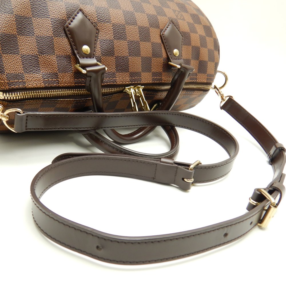 Louis Vuitton Damier Speedy Bandouliere 30 Ebene Boston Bag Brown