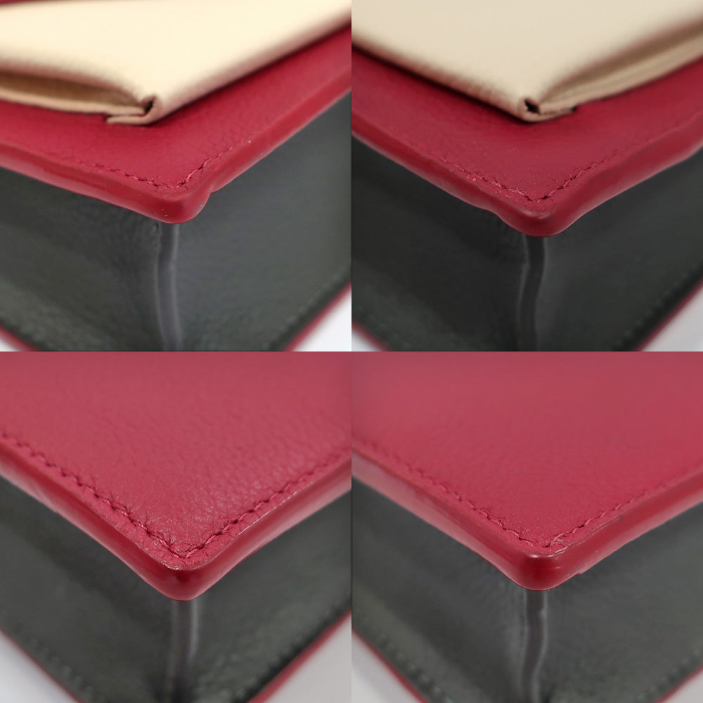 Louis Vuitton Pochette Lock Me Chain Shoulder Bag Bordeaux Beige Silver