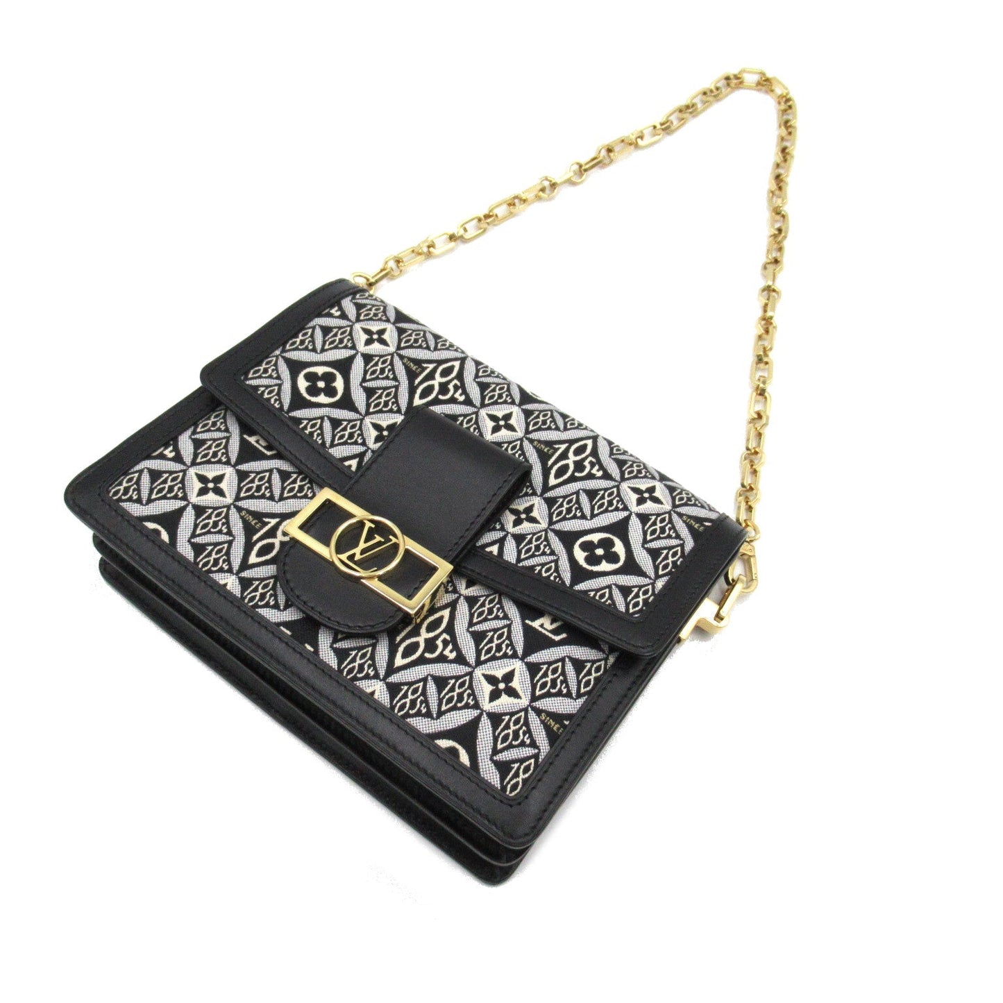 Louis Vuitton Dauphine MM Shoulder Bag Leather Monogram Black