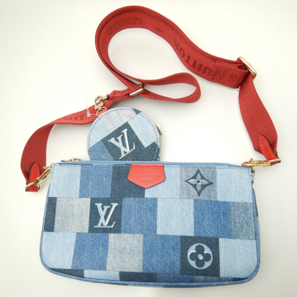 Louis Vuitton Denim Monogram Multi Pochette Accessoire Blue Red